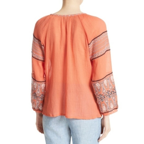Joie Nelida Embroidered Gauzey-Cotton Tunic Blouse - Picture 2 of 4